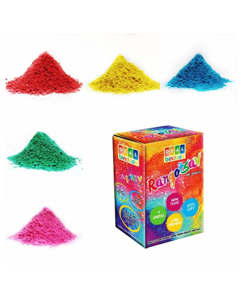 DealBindaas Rangotasav Holi Colour Herbal Gulal 500 Gms 5 Shades| NonToxic | Eco Friendly | 100% Safe 10 Pack of 50 Gms Each