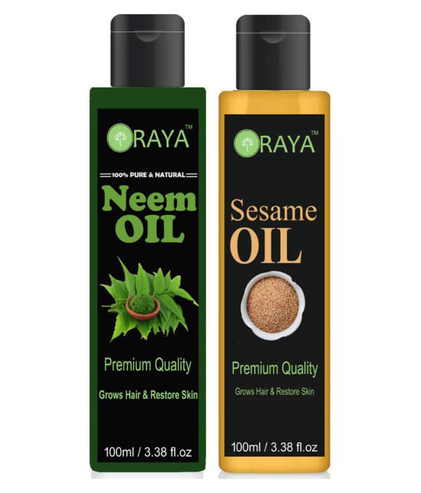ORAYA Premium Pure Sesame Oil And Neem Oil For Hair Growth 200 ml Pack of 2