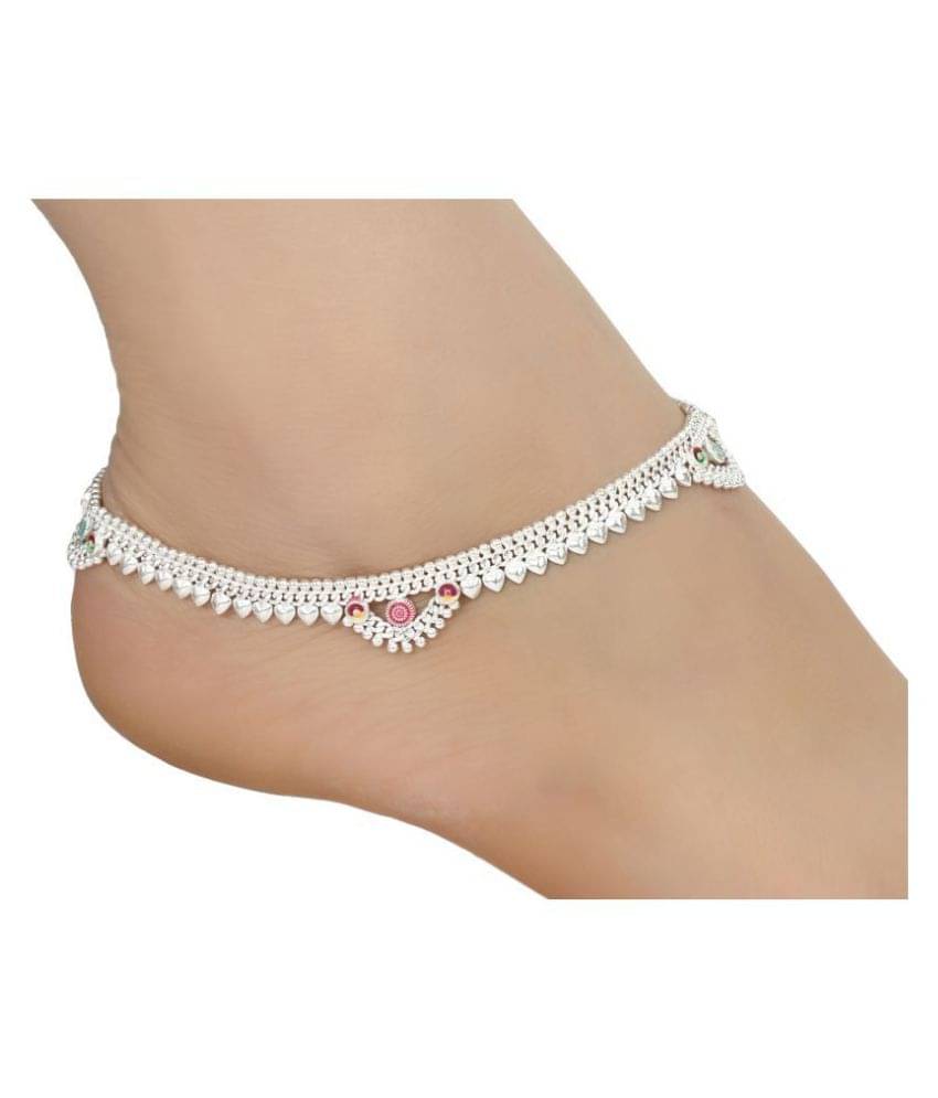 AanyaCentric Indian Traditional Ethnic Fancy Foot Jewellery Silver Plated White Metal Ghungroo Painjan Payal Imitation Anklets Pair for Women & Girls AanyaCentric Indian Traditional Ethnic Fancy Foot Jewellery Silver Plated White Metal Ghungroo Painjan Payal Imitation Anklets Pair for Women & Girls