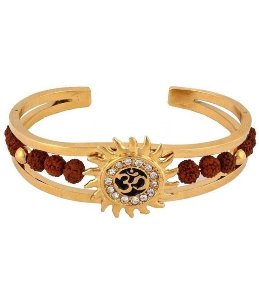     			Lord Shiv High Quality Gold Plated Brass Om Mens Kada (adjustable Size)