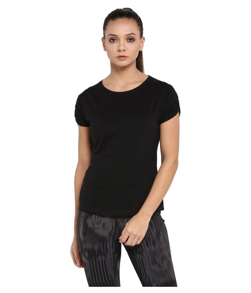     			Ap'pulse Women Cotton Solid Slim Fit Round Neck T-Shirt ( Black )