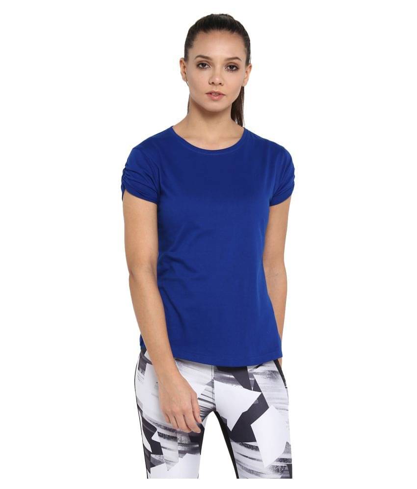     			Ap'pulse Women Cotton Solid Slim Fit Round Neck T-Shirt ( Blue )