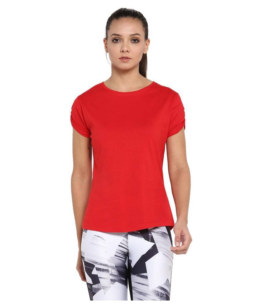     			Ap'pulse Women Cotton Solid Slim Fit Round Neck T-Shirt ( Red )