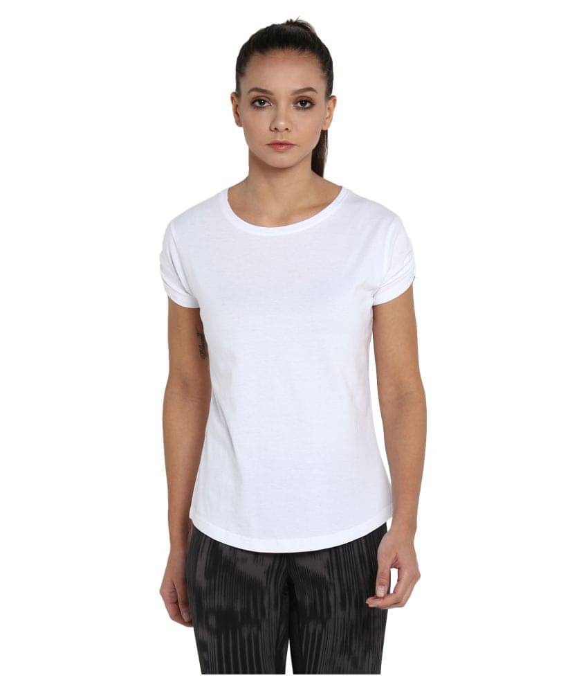 Ap'pulse Women Cotton Solid Slim Fit Round Neck T-Shirt ( White )     			Ap'pulse Women Cotton Solid Slim Fit Round Neck T-Shirt ( White )