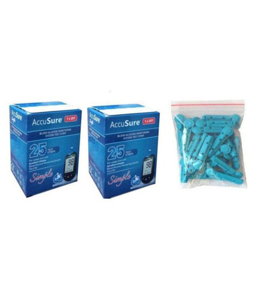    			ACCUSURE Simple 50 Test Strips With Free 50 Round Lancet