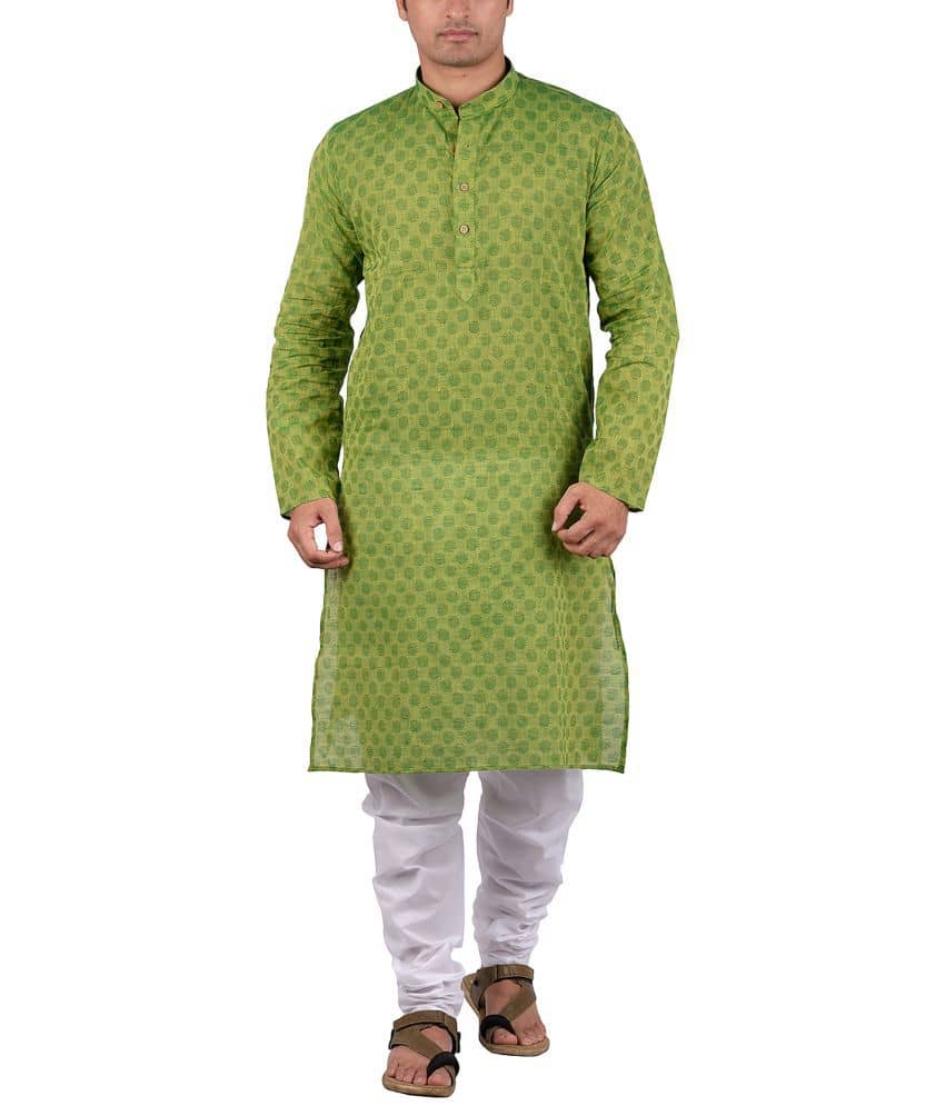 Maharaja Green Cotton Kurta Pyjama Set - Kurtas & Kurta Sets | Buy online on ZillyBuy