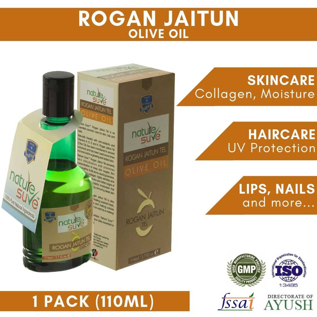 Nature Sure Rogan Jaitun Tail (Olive Oil) for Men & Women - 1 Pack (110ml)