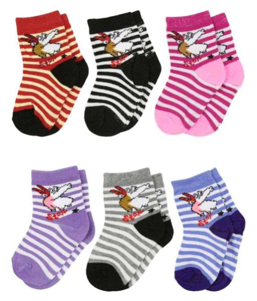 Tahiro Multicolour Cotton Printed Ankle Length Socks For Kids - Pack Of 6 Tahiro Multicolour Cotton Printed Ankle Length Socks For Kids - Pack Of 6