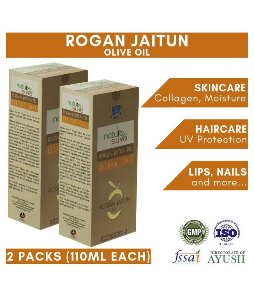 Nature Sure Rogan Jaitun Tail (Olive Oil) for Men & Women - 2 Packs (110ml Each)
