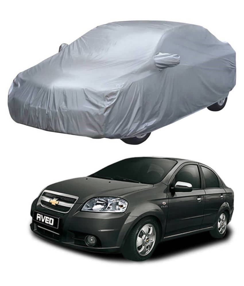 Autoretail Silver Color Car Cover With Mirror Pocket Polyster For Chevrolet Aveo
