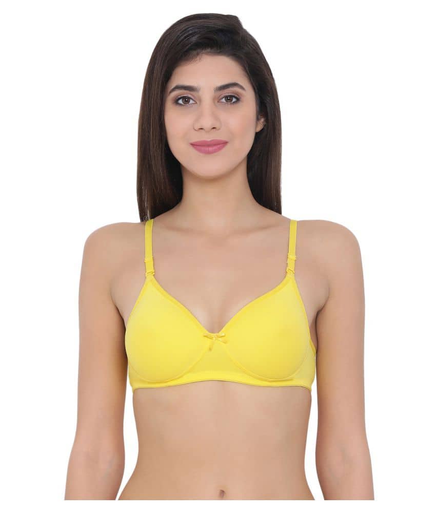 Clovia Poly Cotton Push Up Bra - Yellow