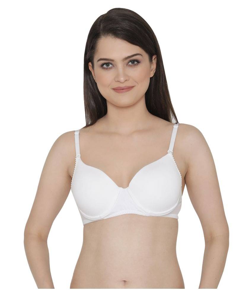 Clovia Poly Cotton Push Up Bra - White Clovia Poly Cotton Push Up Bra - White
