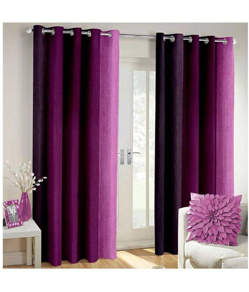 Panipat Textile Hub Blackout Eyelet Door Curtain 7 ft Pack of 2 -Purple Panipat Textile Hub Blackout Eyelet Door Curtain 7 ft Pack of 2 -Purple