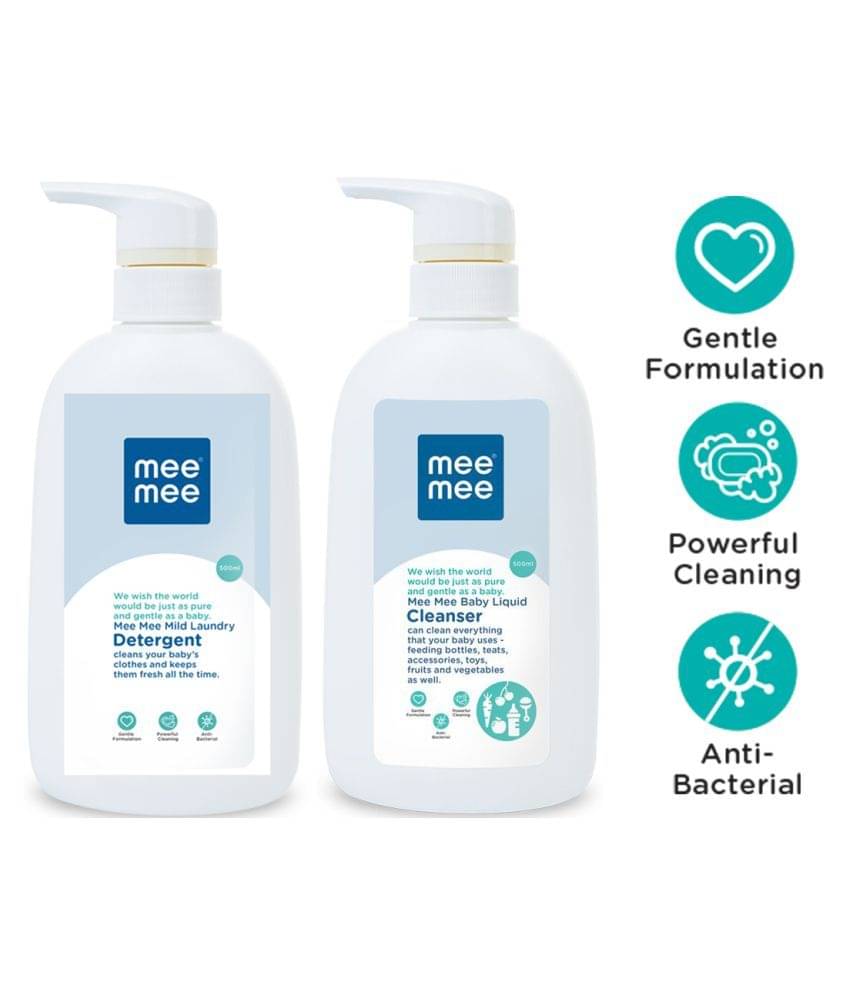     			Mee Mee Mild Baby Liquid Laundry Detergent Bottle and Anti-Bacterial Baby Liquid Cleanser (500 ml)