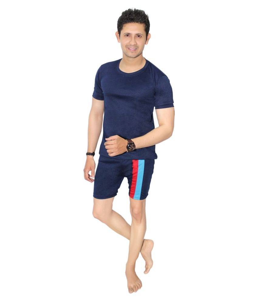     			Goodluck Navy Polyester Lycra Swimsuit