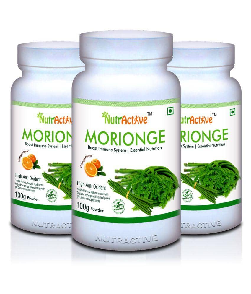 NutrActive Morionge | Organic Moringa Leaf 300 gm Powder Pack of 3