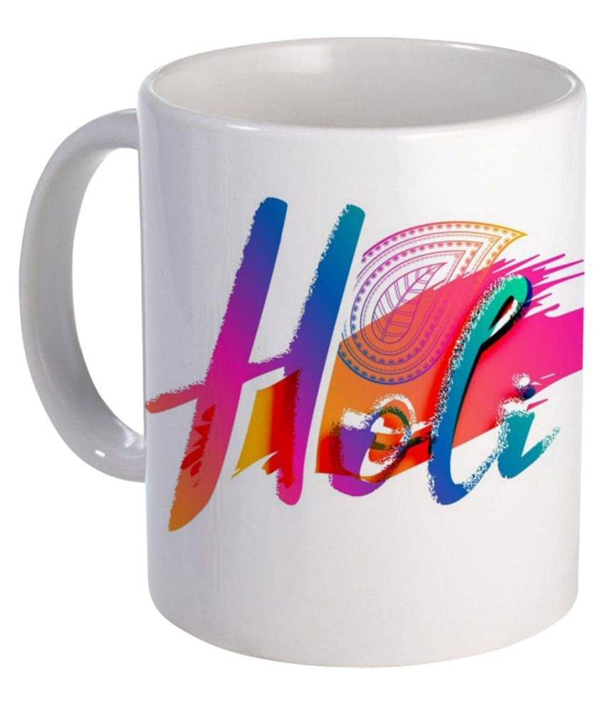 COLOR YARD best happy holi with gullal text printed on Ceramic Coffee Mug 1 Pcs 325 ml COLOR YARD best happy holi with gullal text printed on Ceramic Coffee Mug 1 Pcs 325 ml