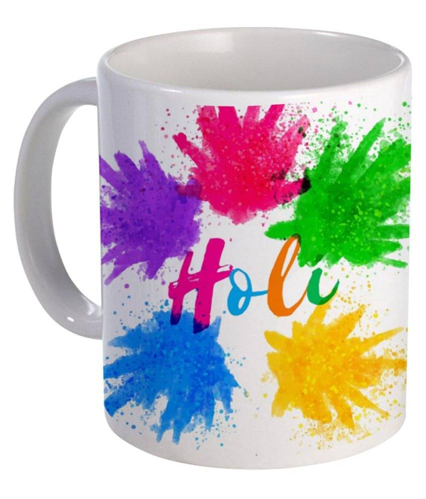COLOR YARD best holi with multi color star design printed on Ceramic Coffee Mug 1 Pcs 325 ml COLOR YARD best holi with multi color star design printed on Ceramic Coffee Mug 1 Pcs 325 ml