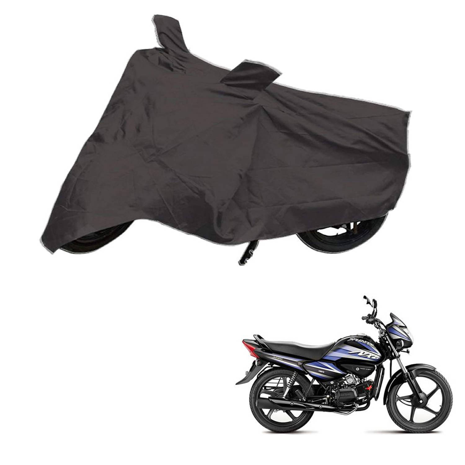     			AutoRetail Dust Proof Two Wheeler Polyster Cover for Hero Splendor NXG (Mirror Pocket, Grey Color)