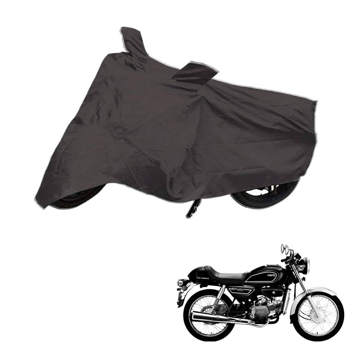     			AutoRetail Dust Proof Two Wheeler Polyster Cover for Hero Splendor Pro Classic (Mirror Pocket, Grey Color)