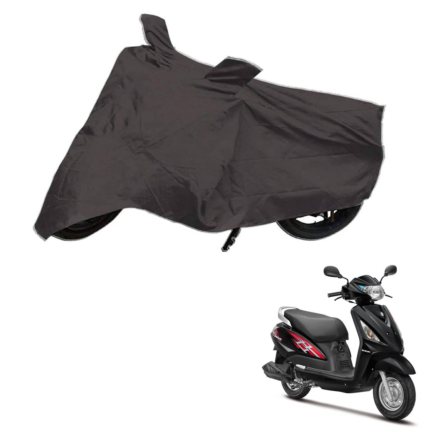     			AutoRetail Dust Proof Two Wheeler Polyster Cover for Suzuki Swish 125 Facelift (Mirror Pocket, Grey Color)