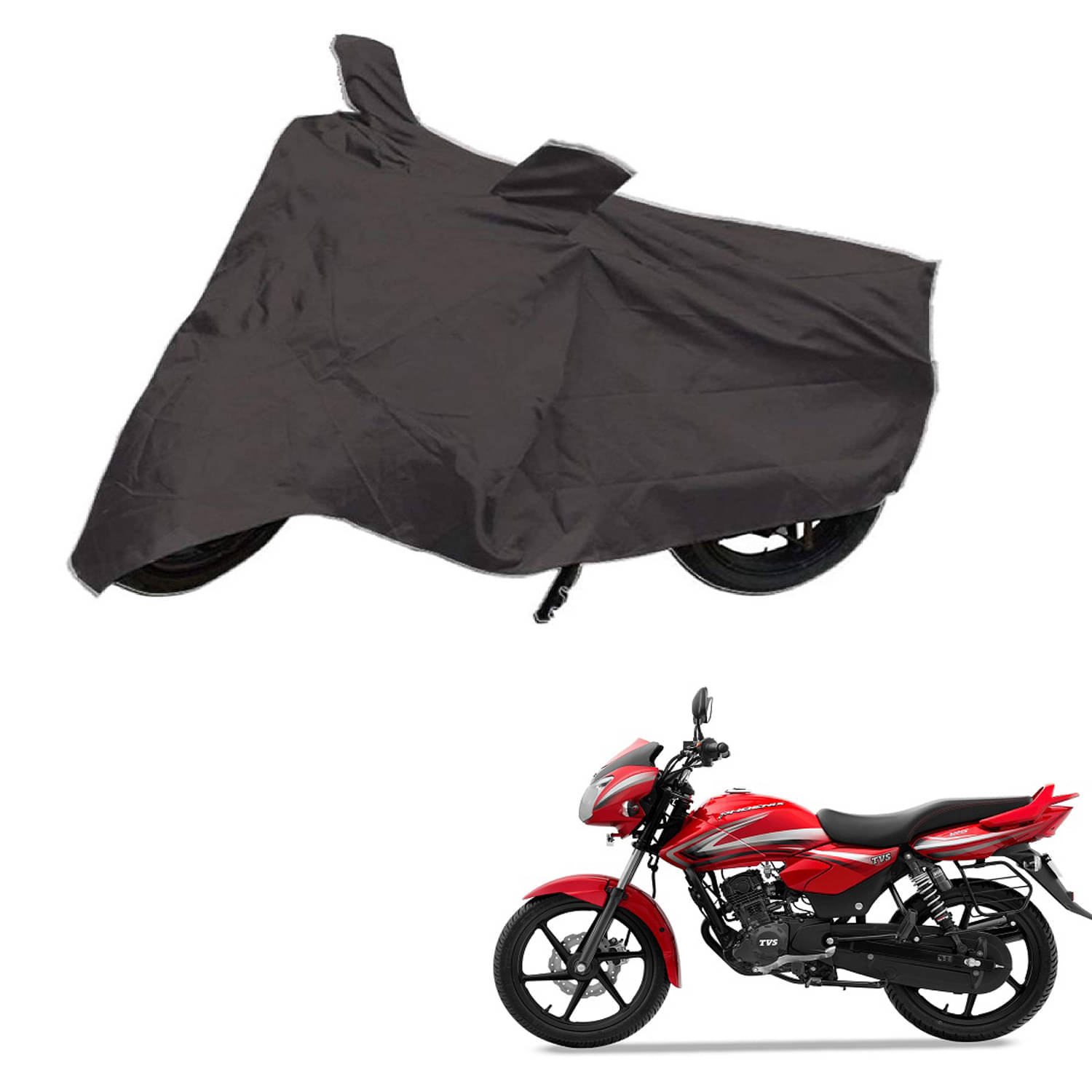     			AutoRetail Dust Proof Two Wheeler Polyster Cover for TVS Phoenix 125 (Mirror Pocket, Grey Color)