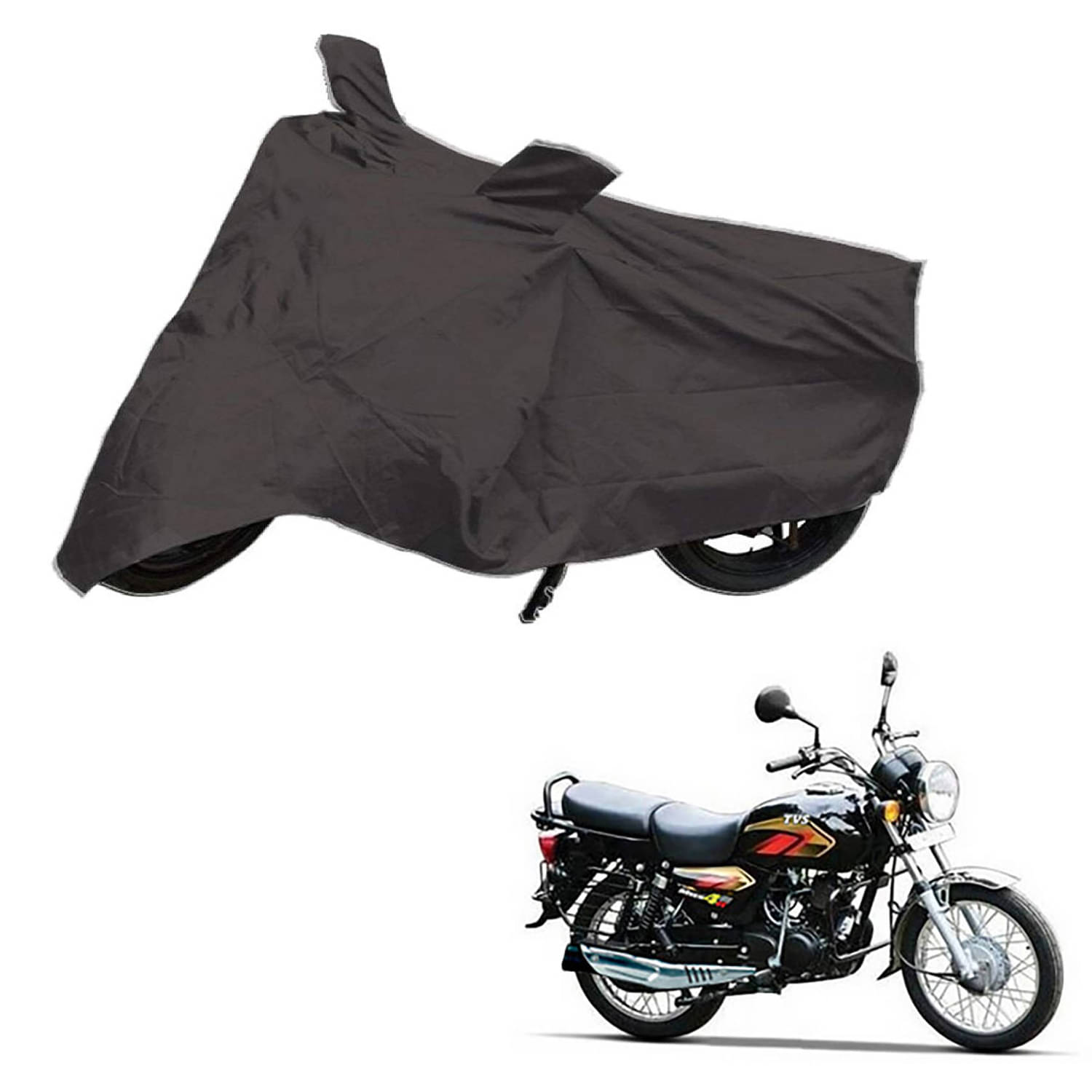     			AutoRetail Dust Proof Two Wheeler Polyster Cover for TVS Max 4R (Mirror Pocket, Grey Color)
