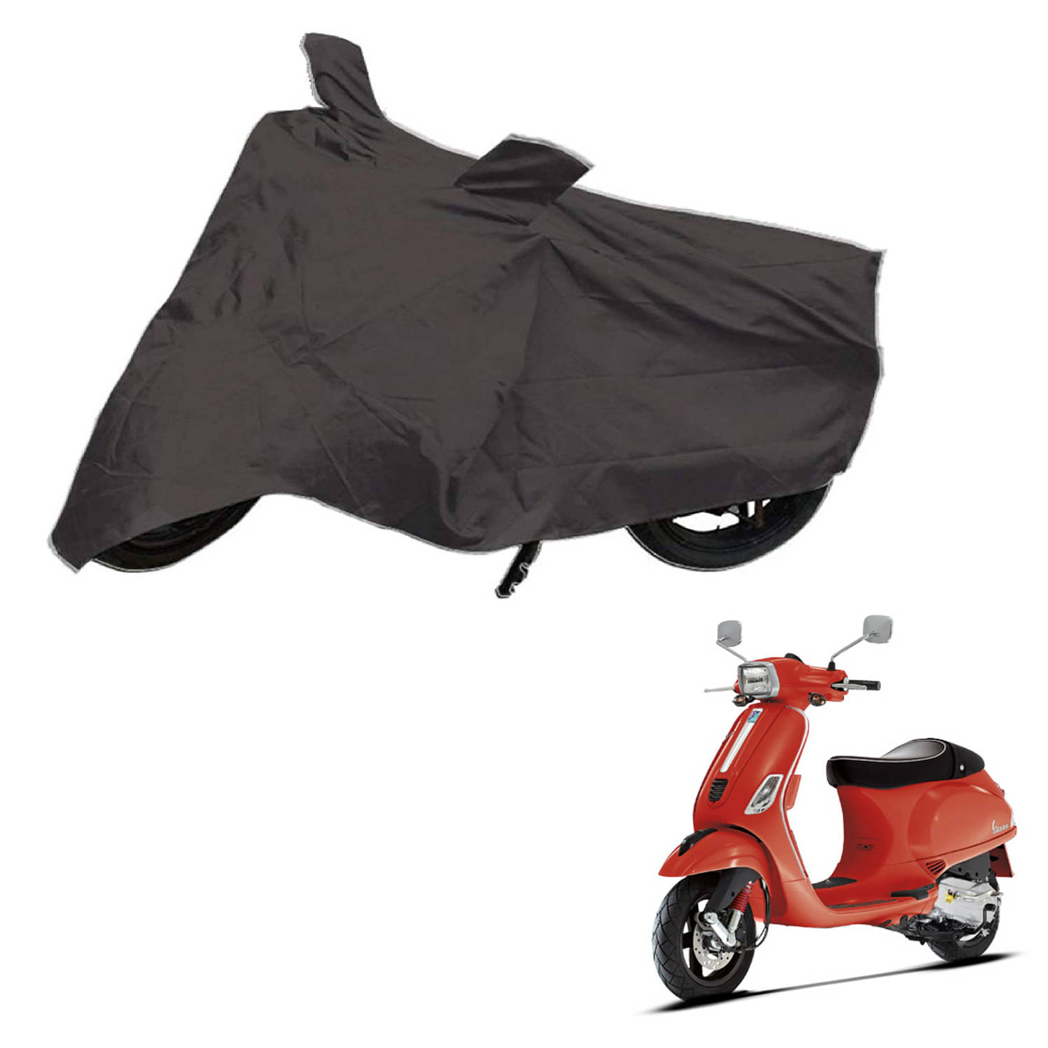     			AutoRetail Dust Proof Two Wheeler Polyster Cover for Piaggio Vespa S (Mirror Pocket, Grey Color)