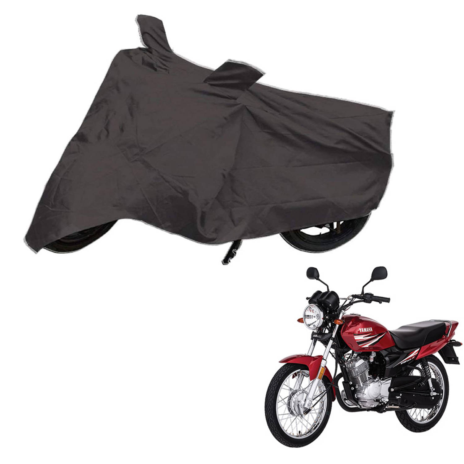     			AutoRetail Dust Proof Two Wheeler Polyster Cover for Yamaha YBR 125 (Mirror Pocket, Grey Color)