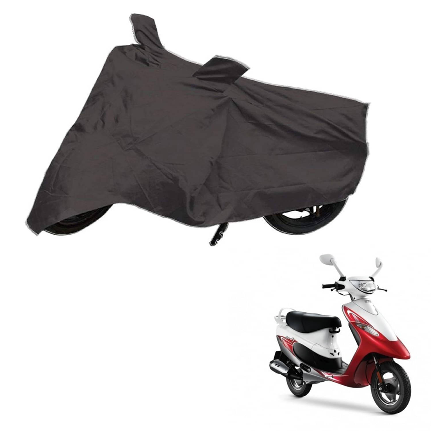     			AutoRetail Dust Proof Two Wheeler Polyster Cover for TVS Scooty Pep + (Mirror Pocket, Grey Color)
