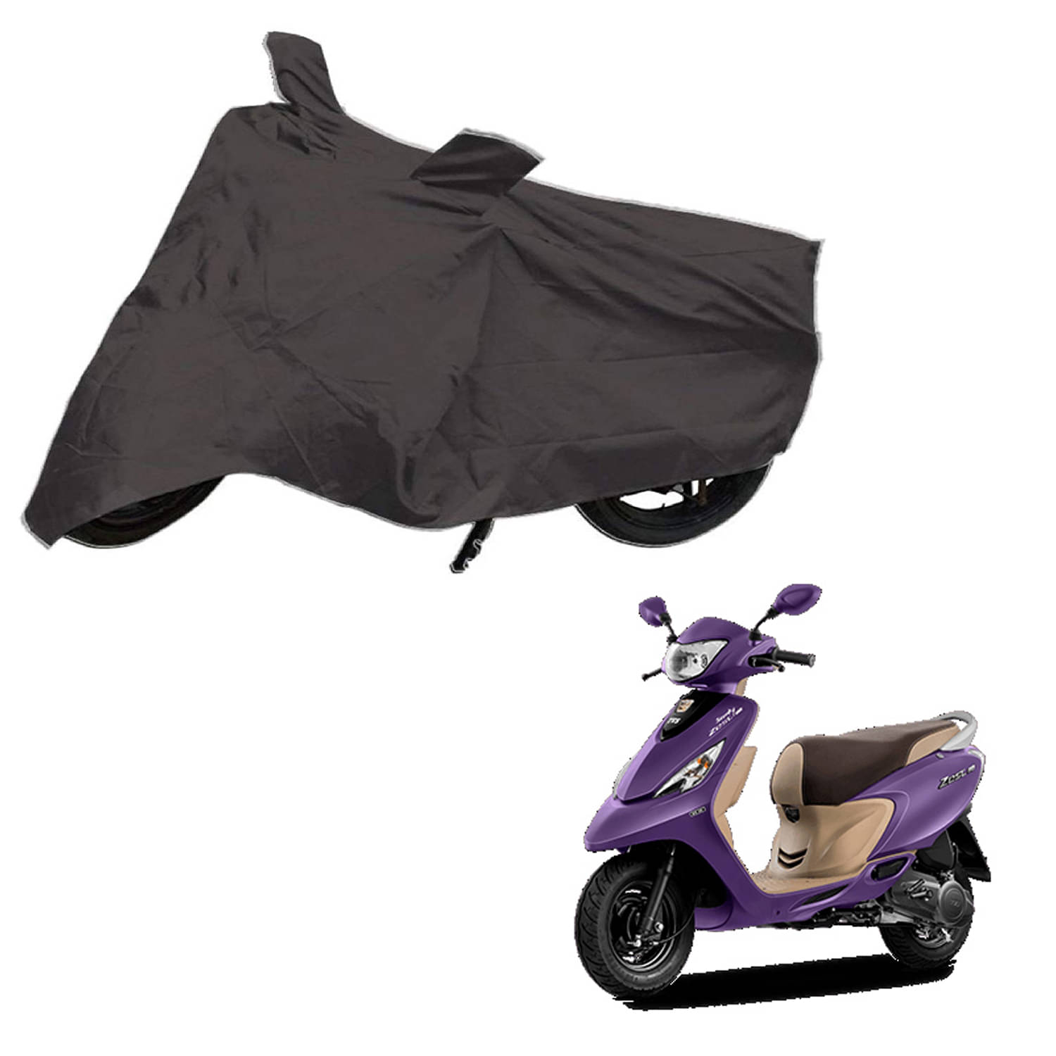     			AutoRetail Dust Proof Two Wheeler Polyster Cover for TVS Zest 110 (Mirror Pocket, Grey Color)
