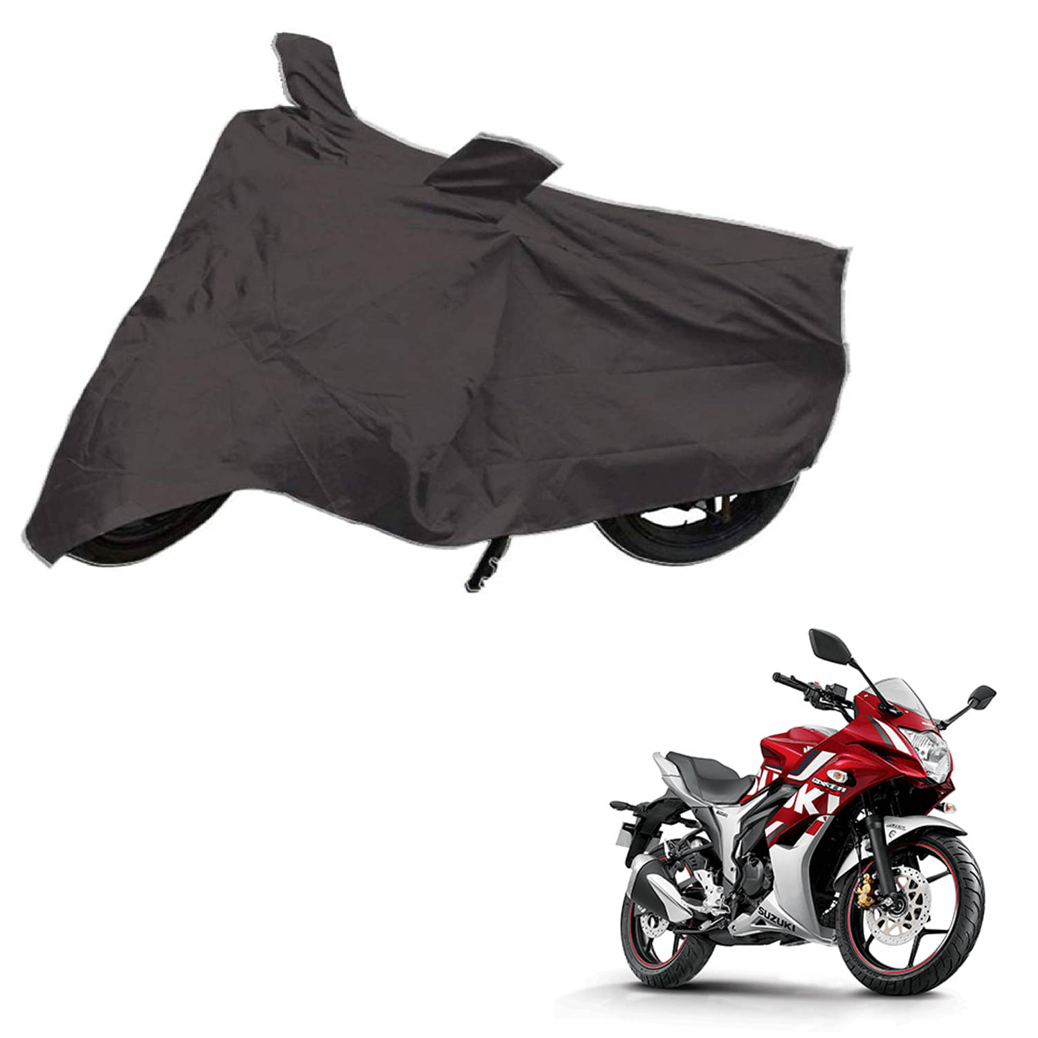     			AutoRetail Dust Proof Two Wheeler Polyster Cover for Suzuki Gixxer SF (Mirror Pocket, Grey Color)