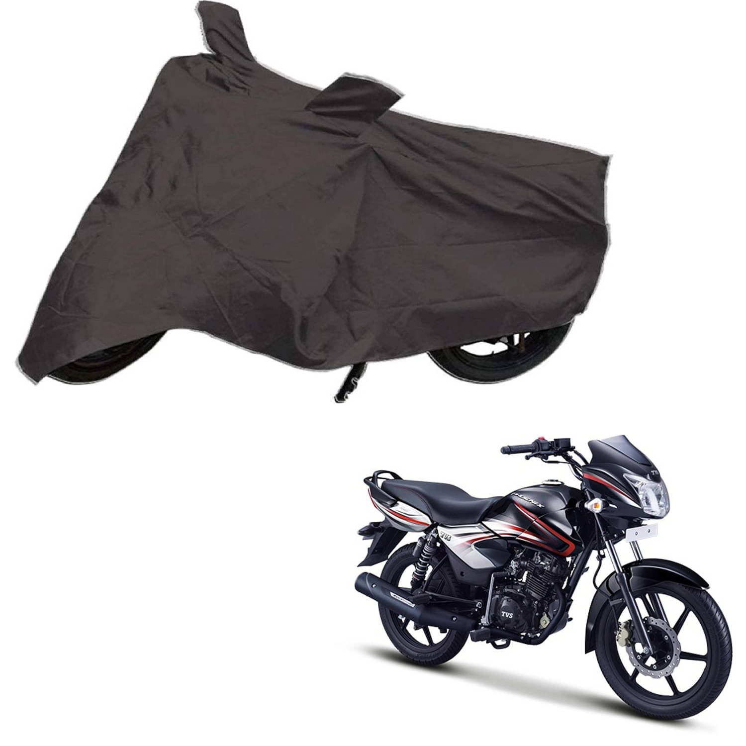     			AutoRetail Dust Proof Two Wheeler Polyster Cover for TVS Phoenix (Mirror Pocket, Grey Color)