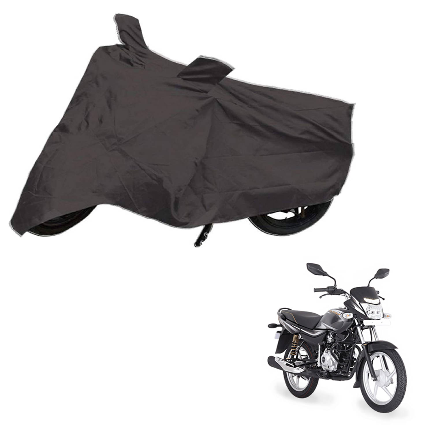     			AutoRetail Dust Proof Two Wheeler Polyster Cover for Bajaj Platina (Mirror Pocket, Grey Color)