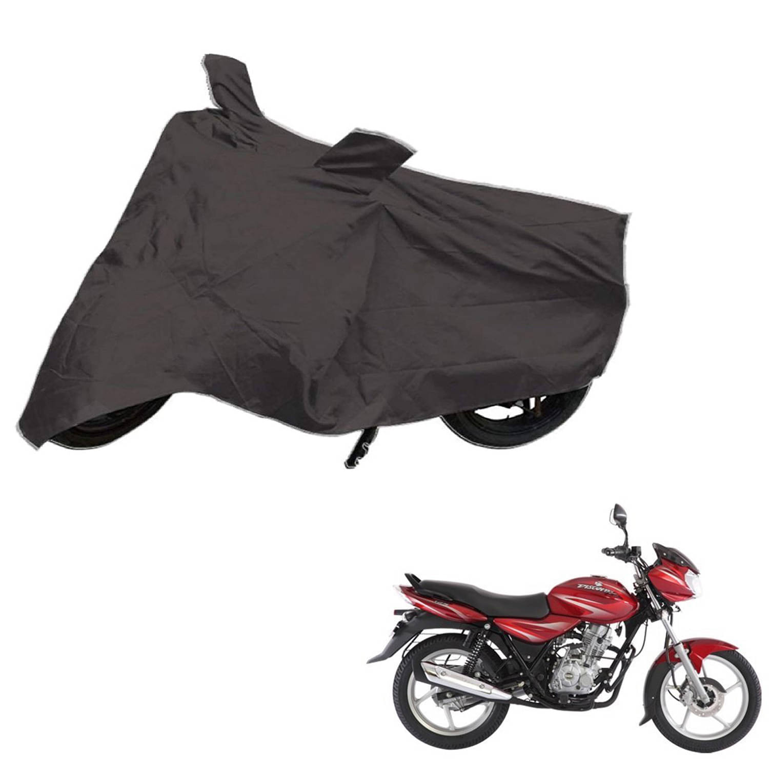     			AutoRetail Dust Proof Two Wheeler Polyster Cover for Bajaj DisPolyster Cover 125 DTS-i (Mirror Pocket, Grey Color)