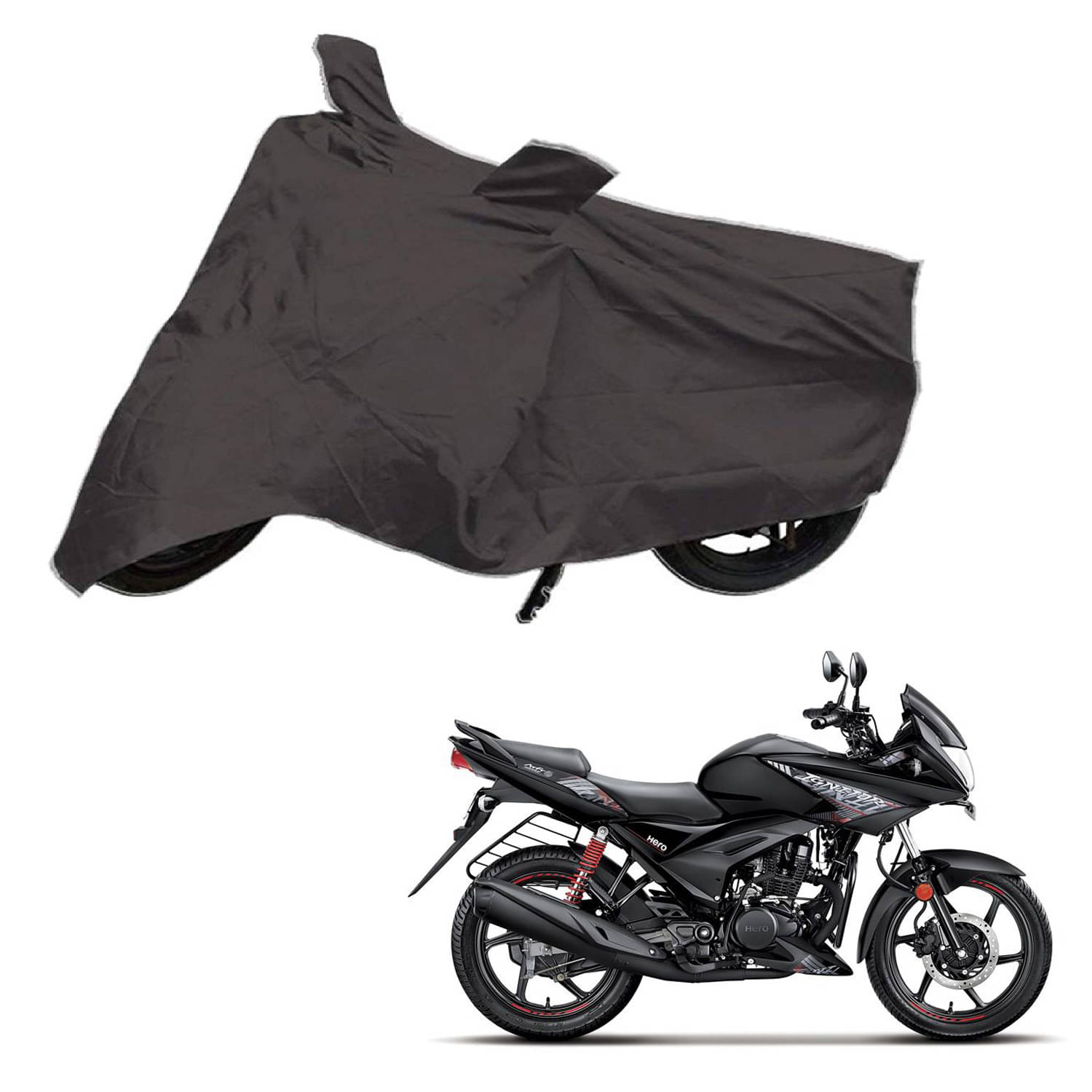     			AutoRetail Dust Proof Two Wheeler Polyster Cover for Hero Ignitor (Mirror Pocket, Grey Color)