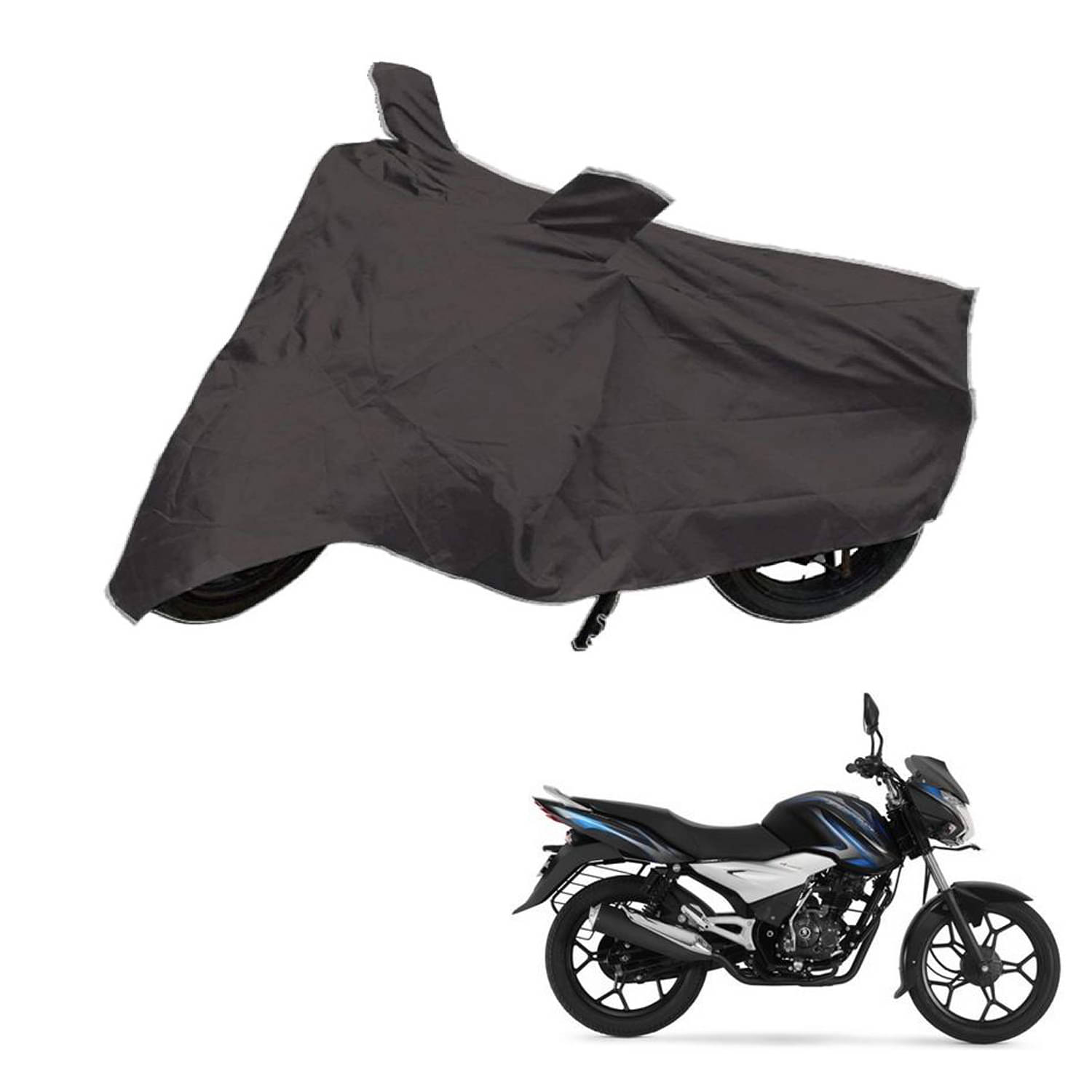     			AutoRetail Dust Proof Two Wheeler Polyster Cover for Bajaj DisPolyster Cover 100T (Mirror Pocket, Grey Color)