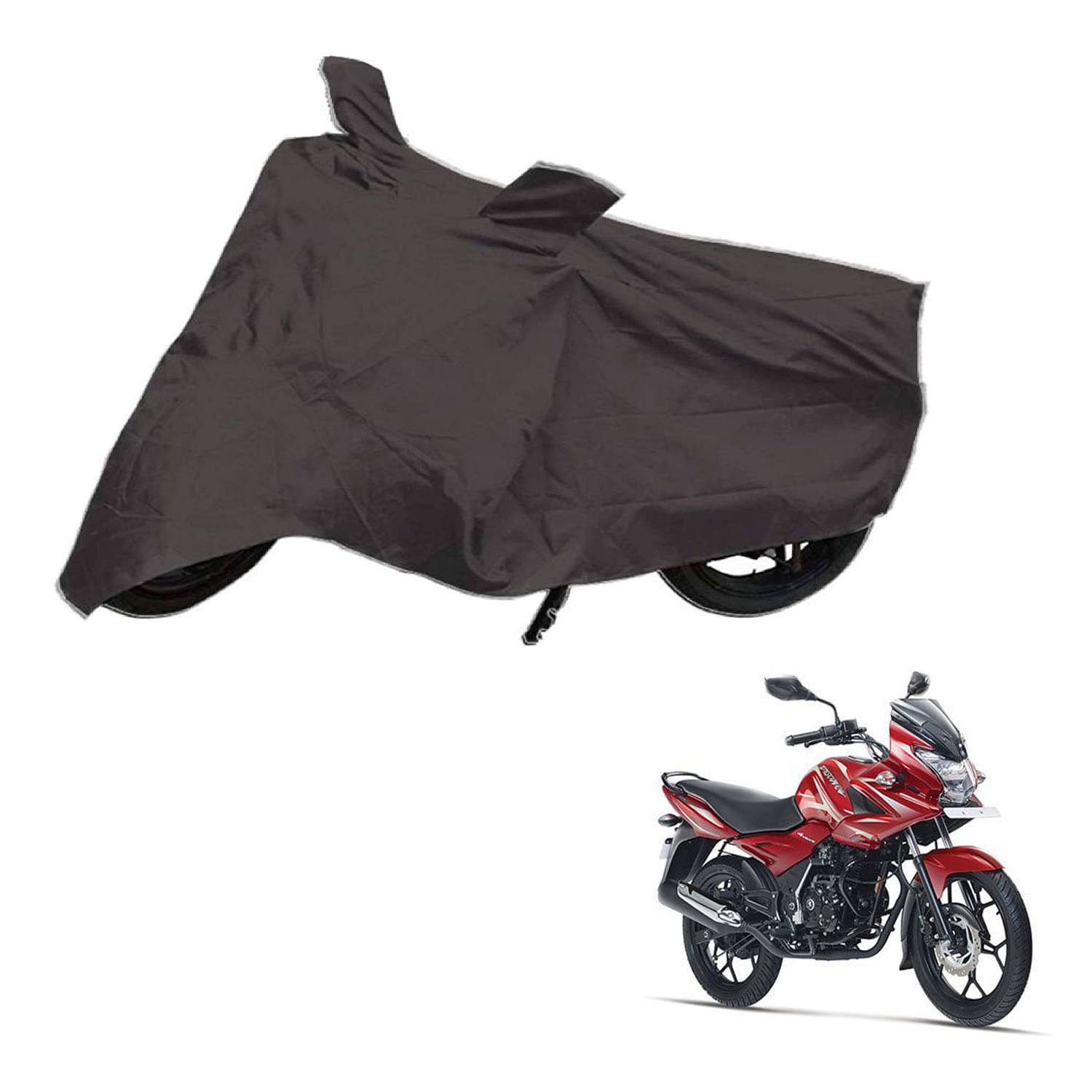     			AutoRetail Dust Proof Two Wheeler Polyster Cover for Bajaj DisPolyster Cover 150F (Mirror Pocket, Grey Color)