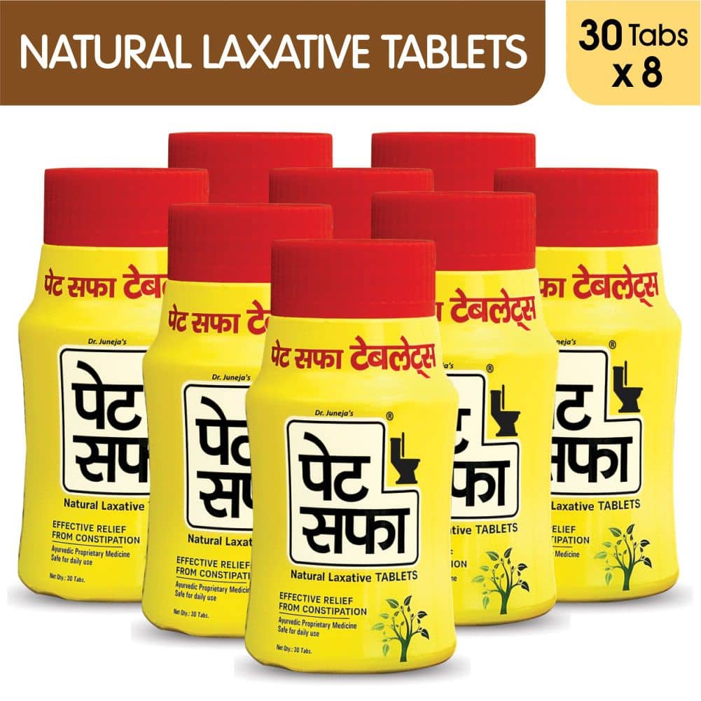 Pet Saffa Natural Laxative Tablets 30 Tablets, Pack of 8 (Helpful In Constipation, Gas, Acidity, Kabz), Ayurvedic Medicine