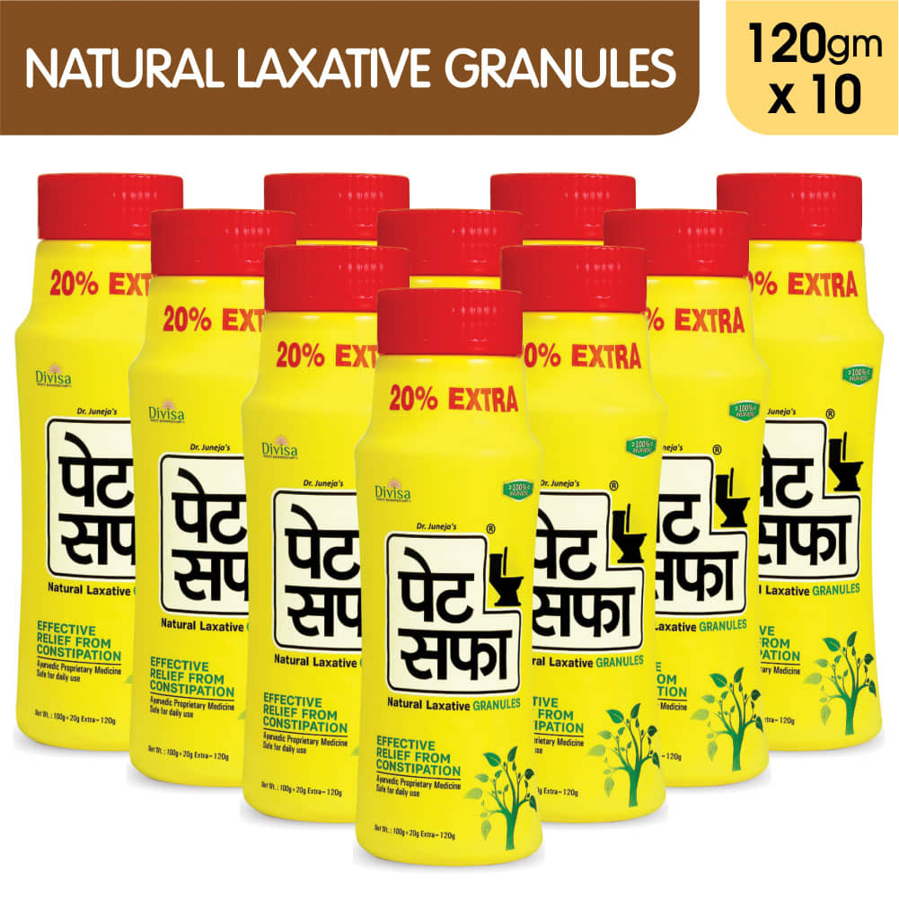 Pet Saffa Natural Laxative Granules 120Gm, Pack of 10 (Helpful In Constipation, Gas, Acidity, Kabz), Ayurvedic Medicine