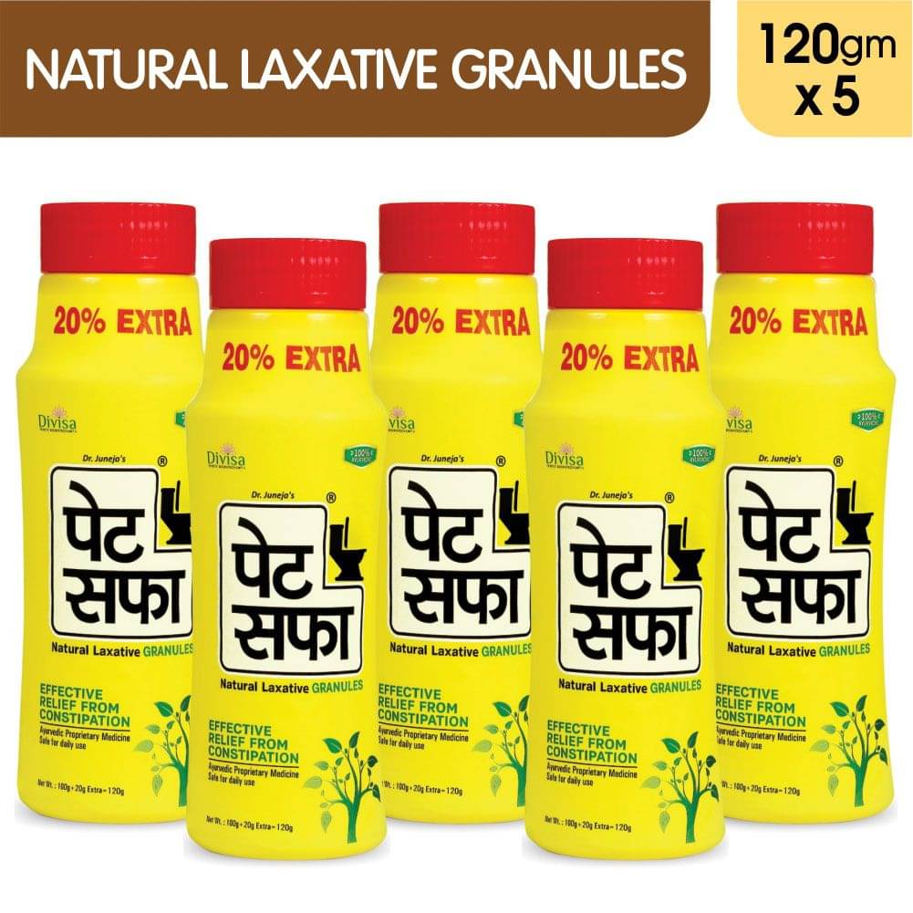 Pet Saffa Natural Laxative Granules 120Gm, Pack of 5 (Helpful In Constipation, Gas, Acidity, Kabz), Ayurvedic Medicine Pet Saffa Natural Laxative Granules 120Gm, Pack of 5 (Helpful In Constipation, Gas, Acidity, Kabz), Ayurvedic Medicine