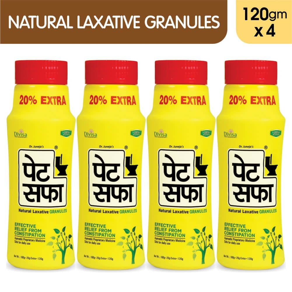 Pet Saffa Natural Laxative Granules 120Gm, Pack of 4 (Helpful In Constipation, Gas, Acidity, Kabz), Ayurvedic Medicine