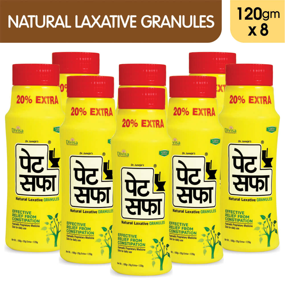 Pet Saffa Natural Laxative Granules 120Gm, Pack of 8 (Helpful In Constipation, Gas, Acidity, Kabz), Ayurvedic Medicine