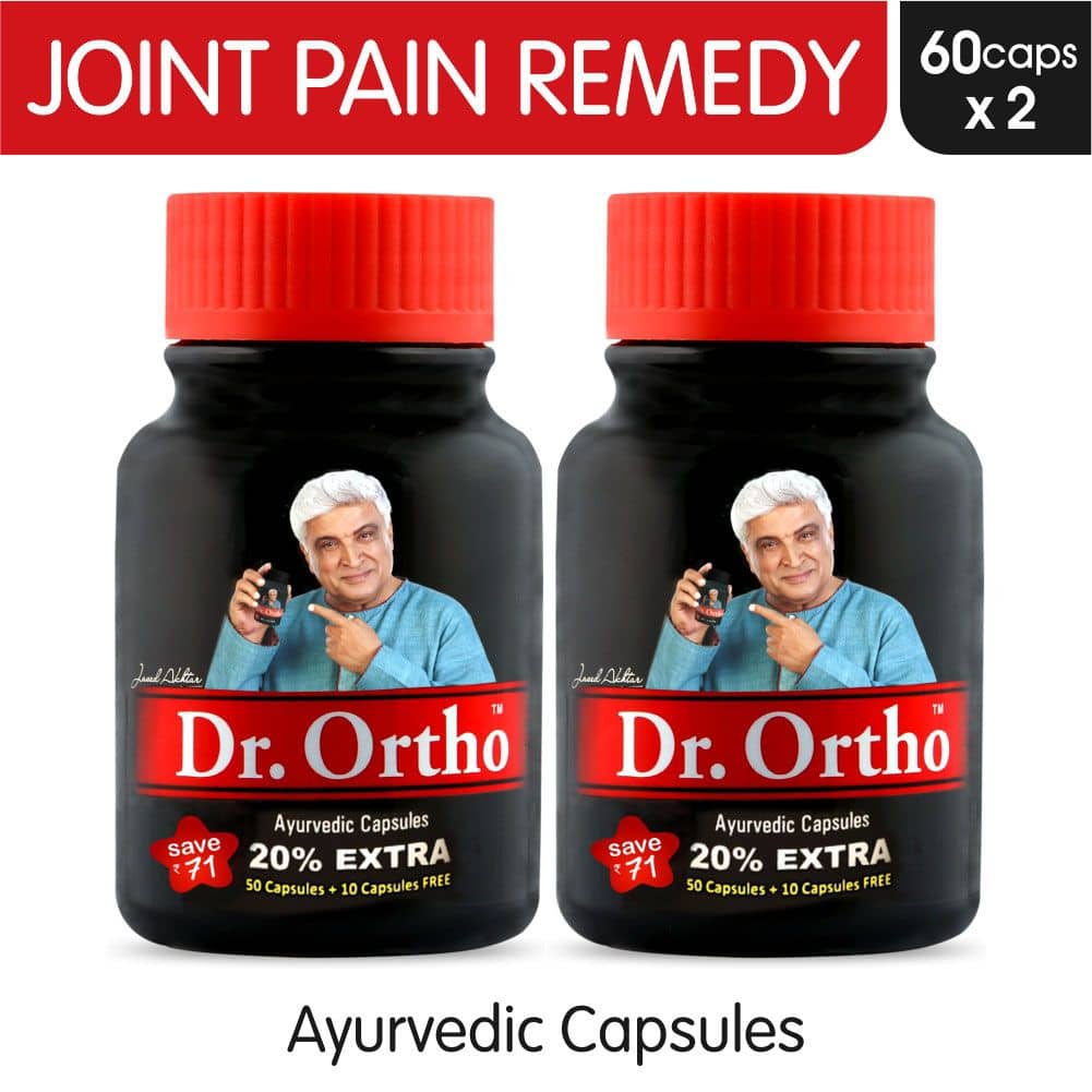 Dr Ortho Joint Pain Relief Capsules 60Caps, Pack of 2 (Ayurvedic Medicine Helpful In Joint Pain, Back Pain, Knee Pain, Neck Pain) - Ayurvedic Capsules