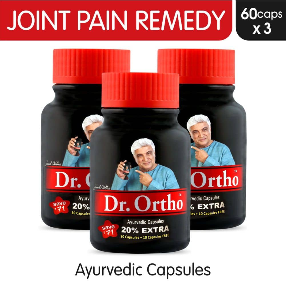 Dr Ortho Joint Pain Relief Capsules 60Caps, Pack of 3 (Ayurvedic Medicine Helpful In Joint Pain, Back Pain, Knee Pain, Neck Pain) - Ayurvedic Capsules