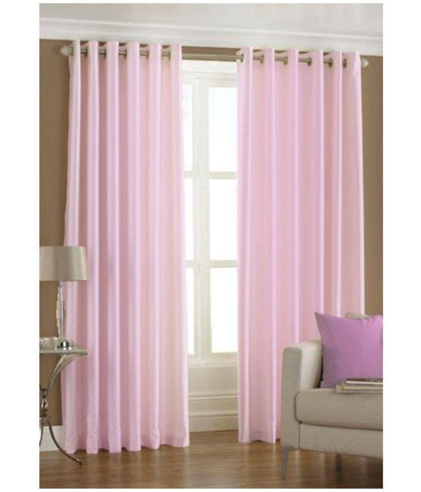 Phyto Home Solid Semi-Transparent Eyelet Door Curtain 7 ft Pack of 2 -Light Pink Phyto Home Solid Semi-Transparent Eyelet Door Curtain 7 ft Pack of 2 -Light Pink