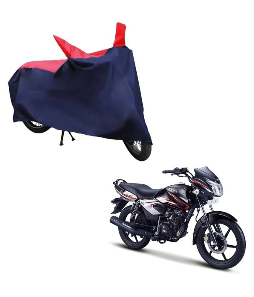     			AutoRetail Dust Proof Two Wheeler Polyster Cover for TVS Phoenix (Mirror Pocket, Red and Blue Color)