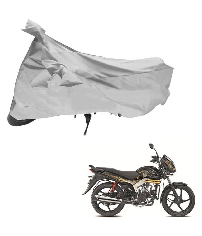 AutoRetail Dust Proof Two Wheeler Polyster Cover for Mahindra Centuro (Mirror Pocket, Silver Color)