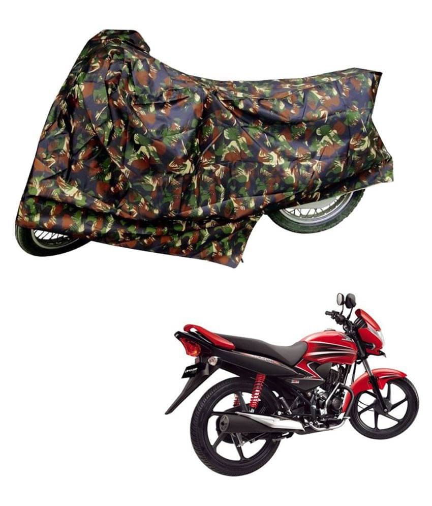     			AutoRetail Dust Proof Two Wheeler Polyster Cover for Honda Dream Yuga (Mirror Pocket, Jungle Color)