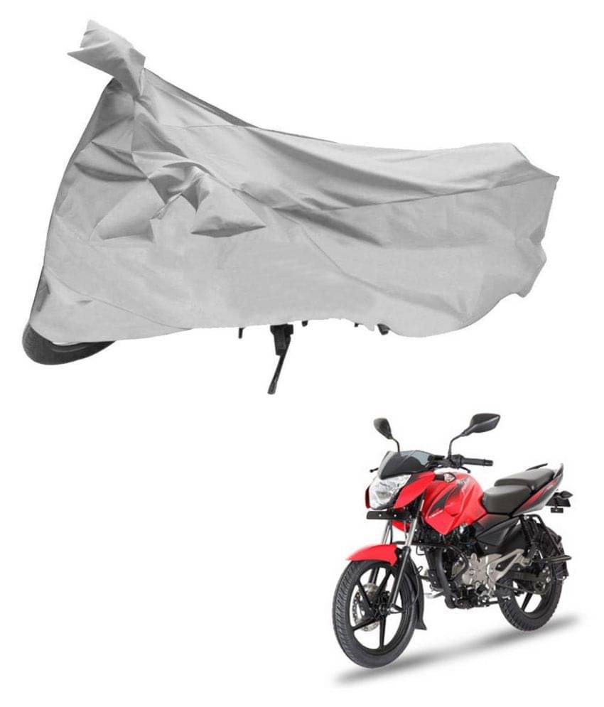     			AutoRetail Dust Proof Two Wheeler Polyster Cover for Bajaj Pulsar 135 LS (Mirror Pocket, Silver Color)